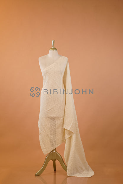 Cotton Embroidery Dupatta Off White 