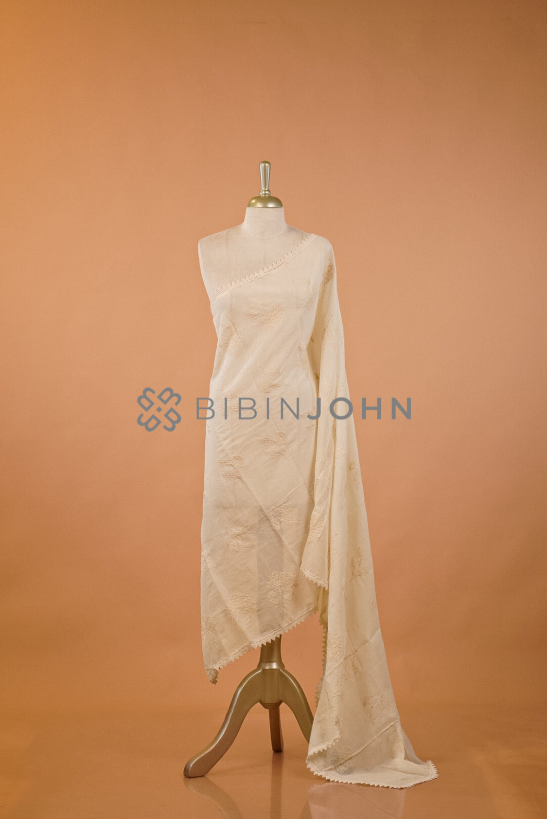 Mul Cotton Embroidery Dupatta Off White 