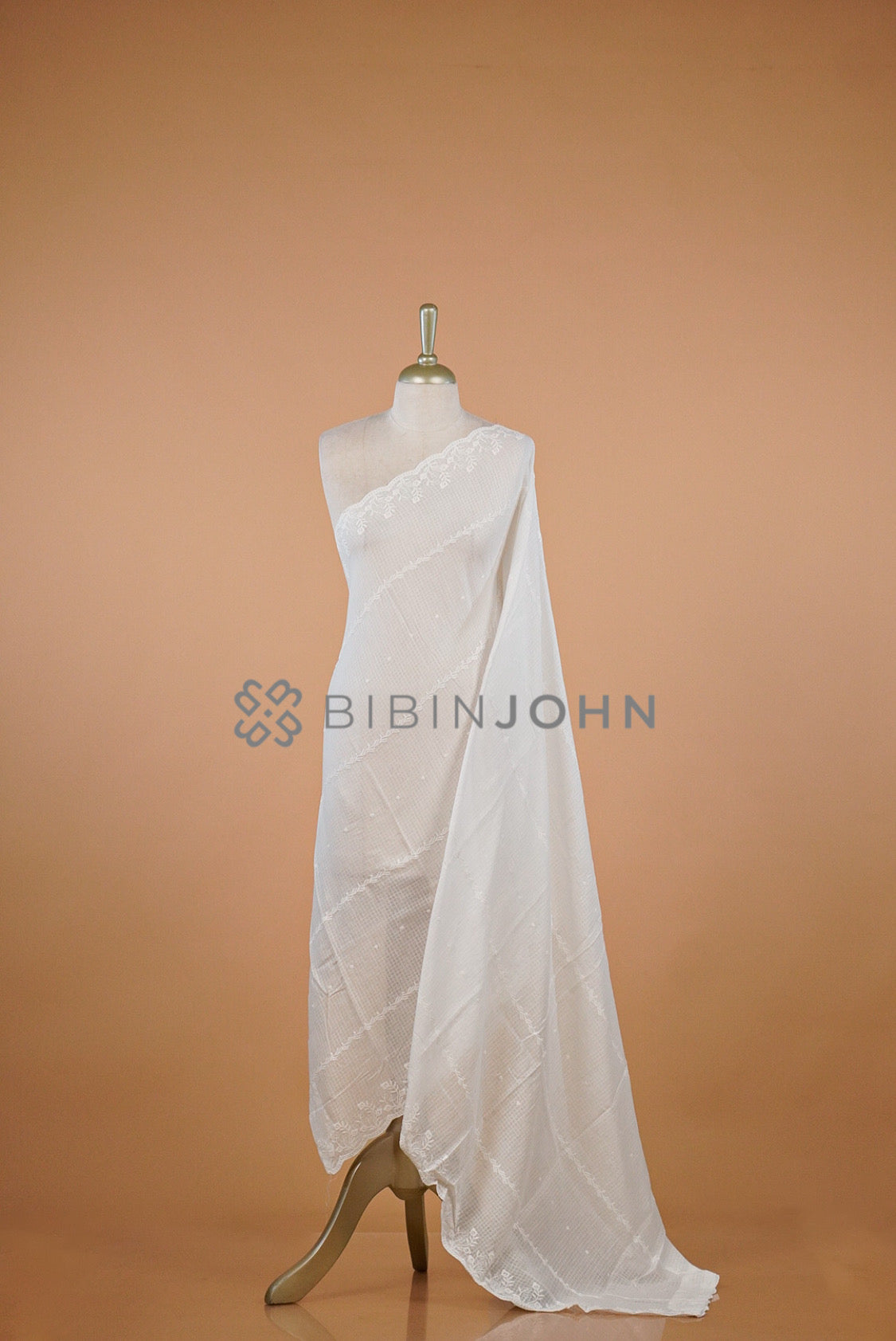 Cotta Embroidery Dupatta For Women White