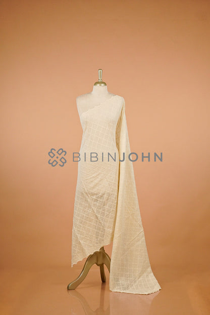 Cotton Embroidery Dupatta For Women Off White