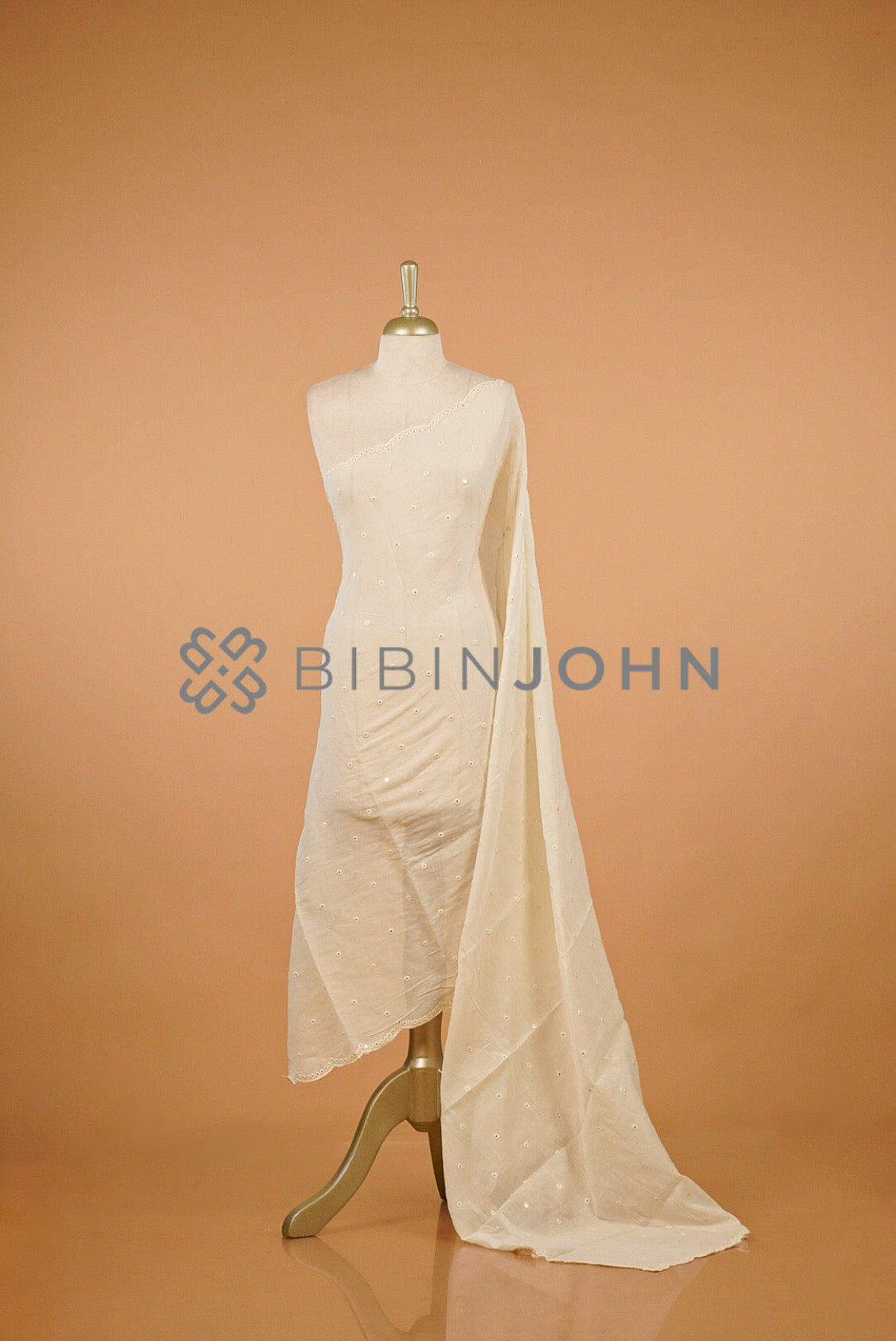 Cotton Embroidery Dupatta For Women Off White 