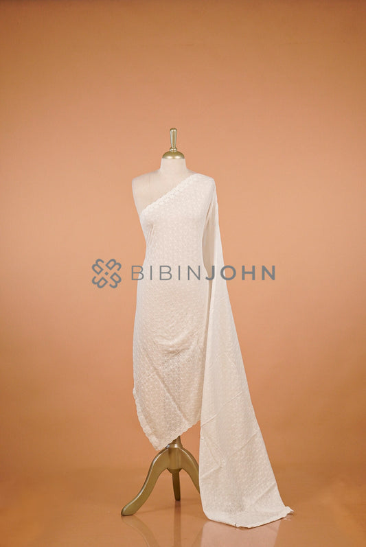 Cotta Embroidery Dupatta For Women White