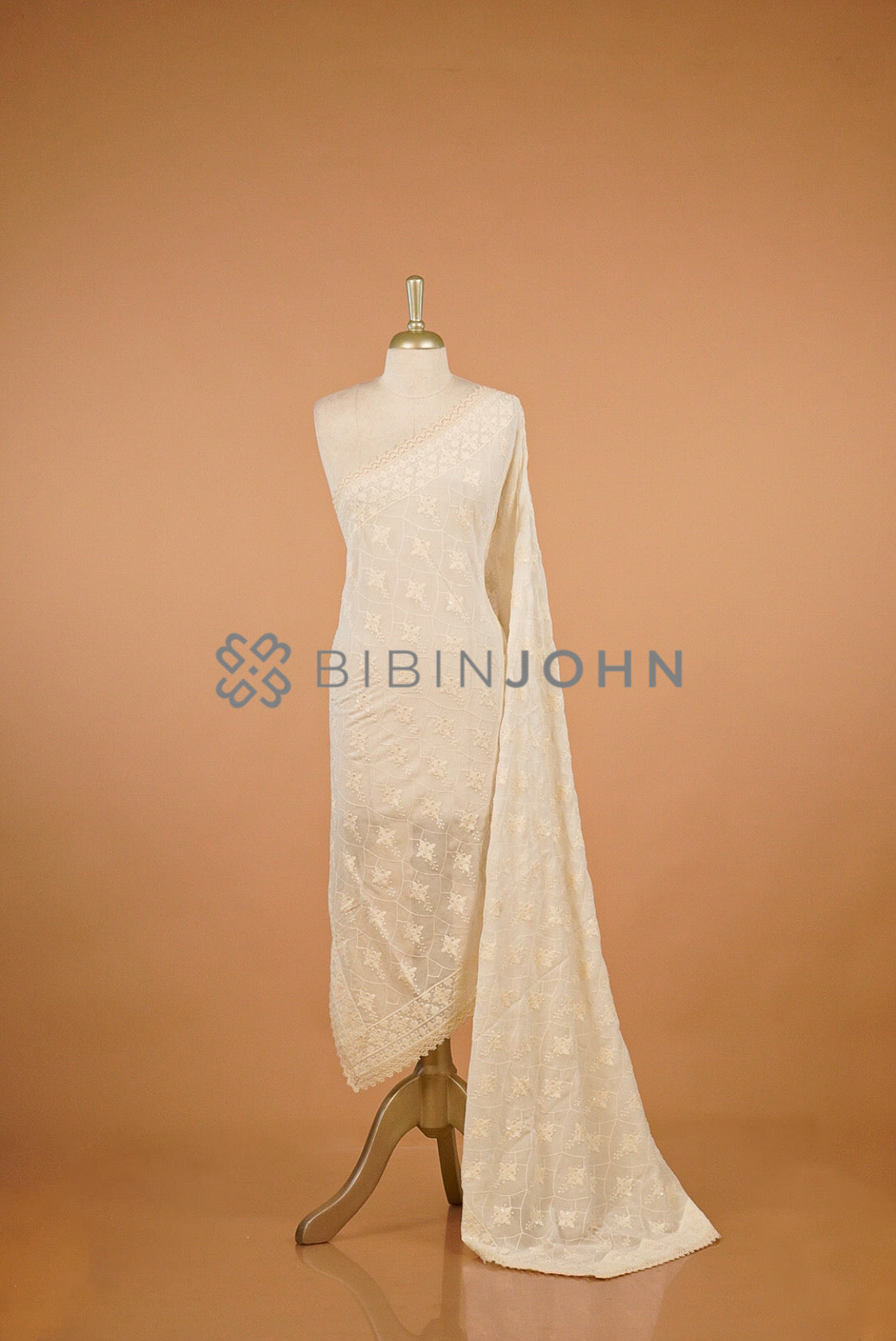 Georgette Embroidery Dupatta For Women Ivory Cream