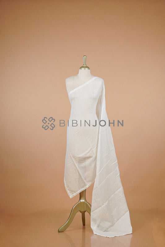 Cotta Lace Dupatta For Women White