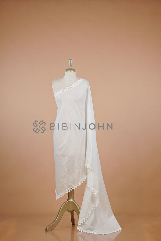 Cotta Lace Dupatta For Women White