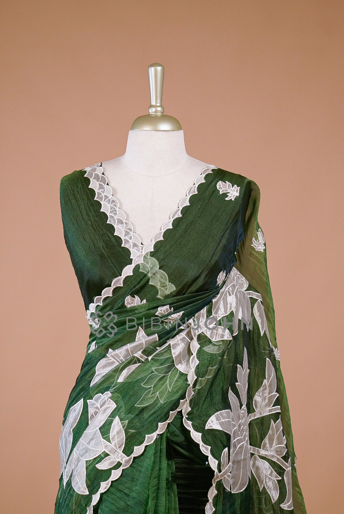 Tissue Organza Applique Saree For Women Mustard Gold BJ0646