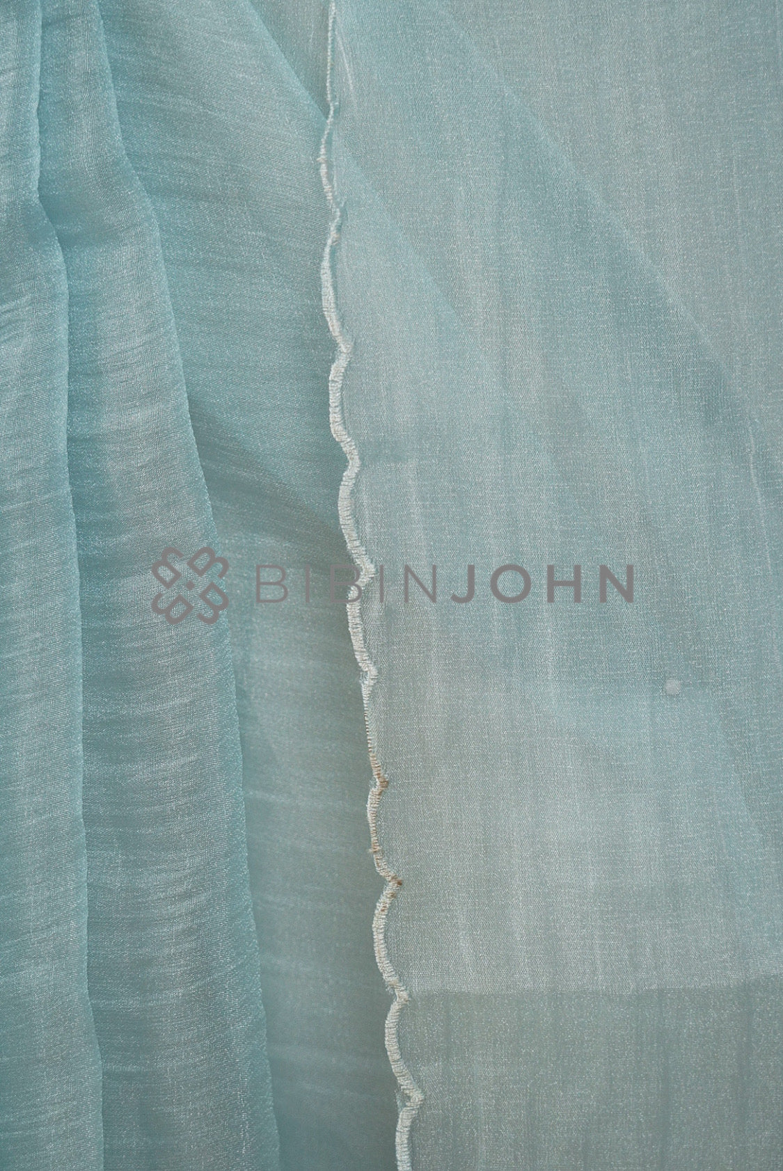 Organza Aplic Saree For Women Powder Blue  side view