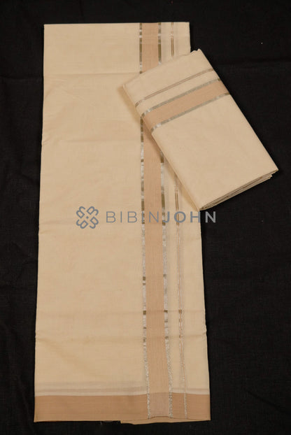 Cotton Dhoti For Men Off White  FULL VIEW