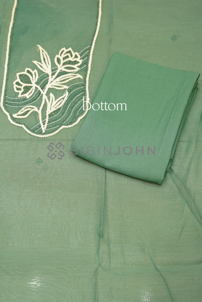 Chanderi Embroidery Unstitched Salwar Suit Material Sage Green bottom