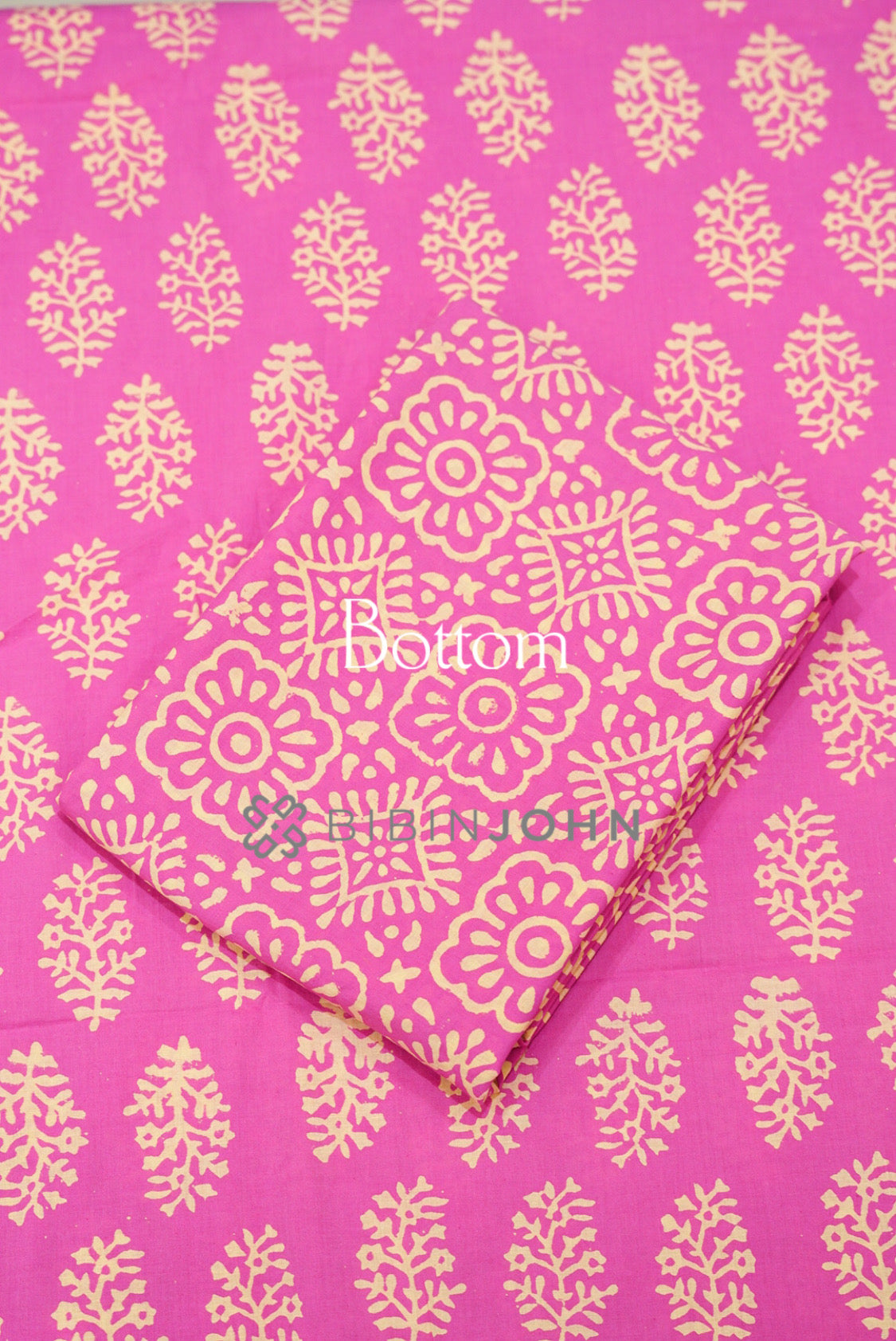 Pure Printed Cotton Unstitched Salwar Suit Material Rani Pink  BOTTOM