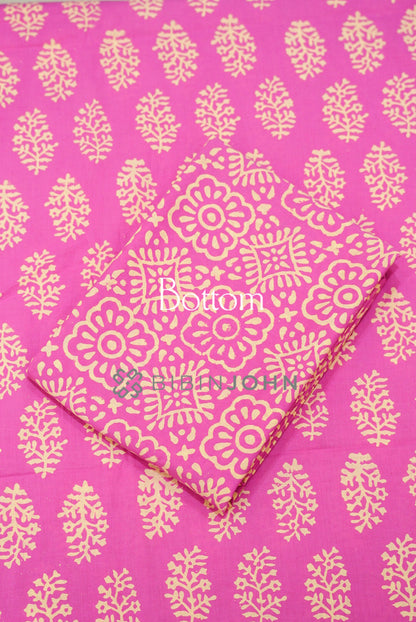 Pure Printed Cotton Unstitched Salwar Suit Material Rani Pink  BOTTOM