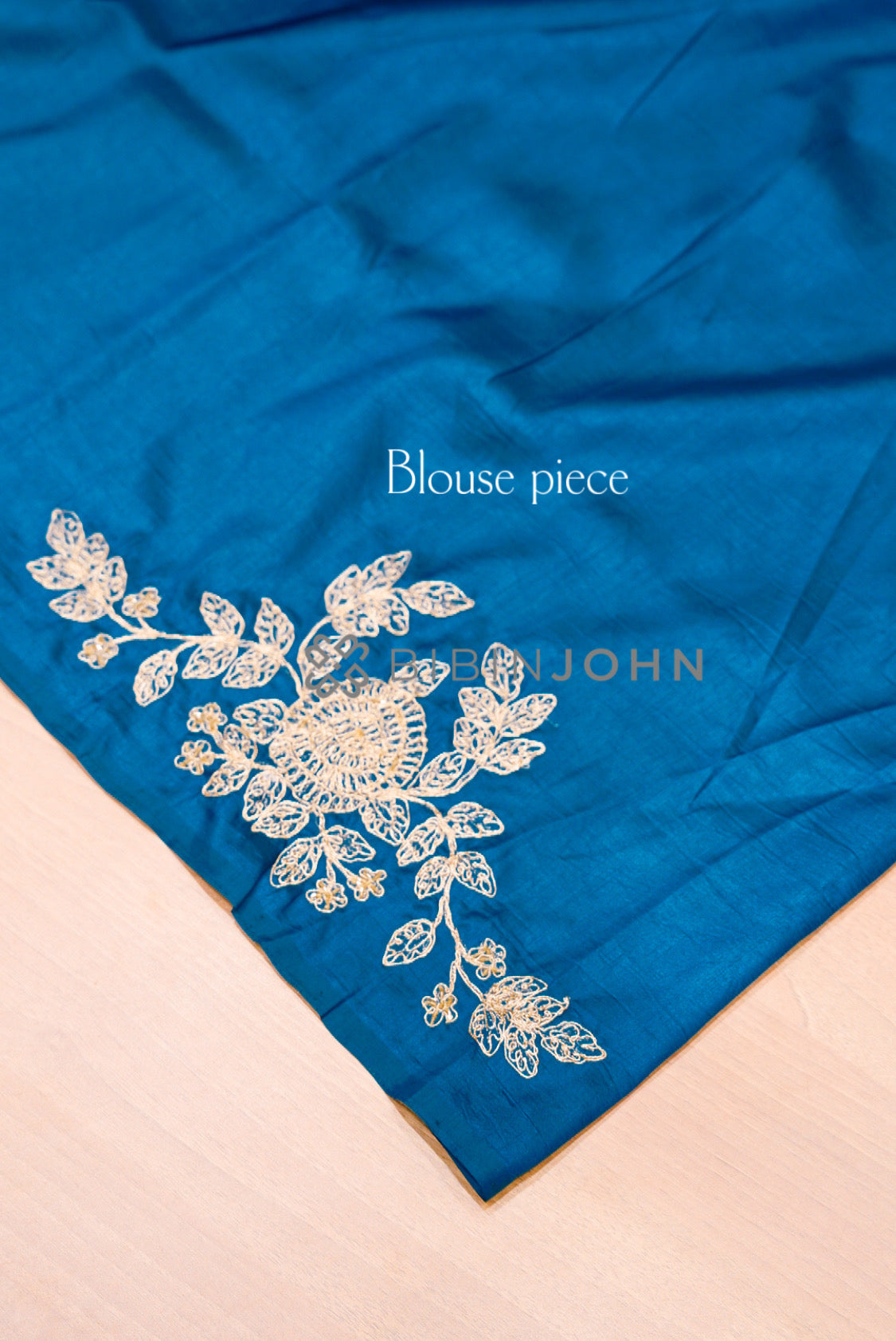 Silk Embroidery Saree For Women Peacock Teal  blouse piece.