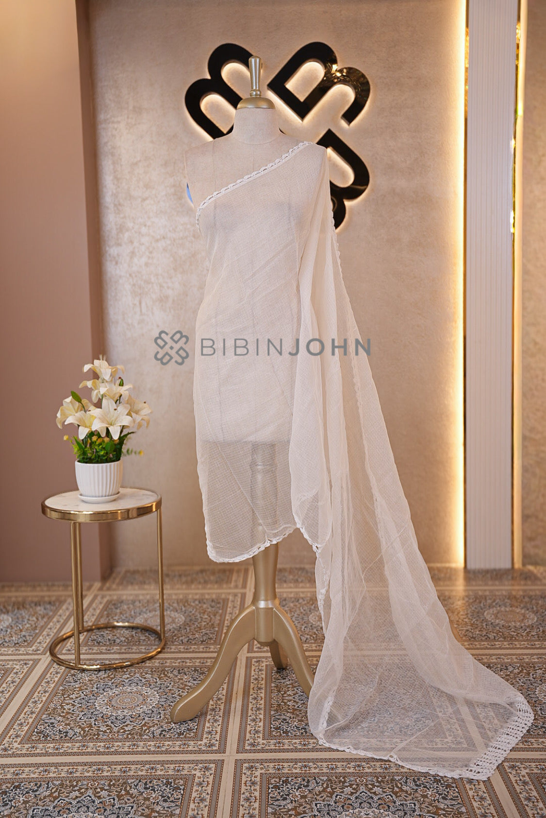 Cotta Crochet Dupatta For Women White