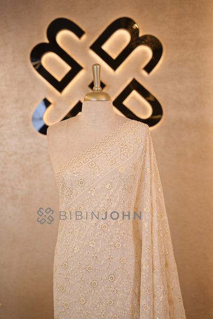 Organza Embroidery Dupatta For Women Off White CLOSE VIEW