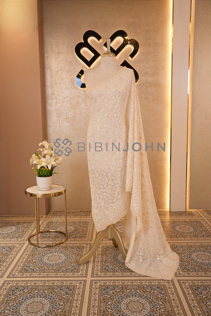 Organza Embroidery Dupatta For Women Off White