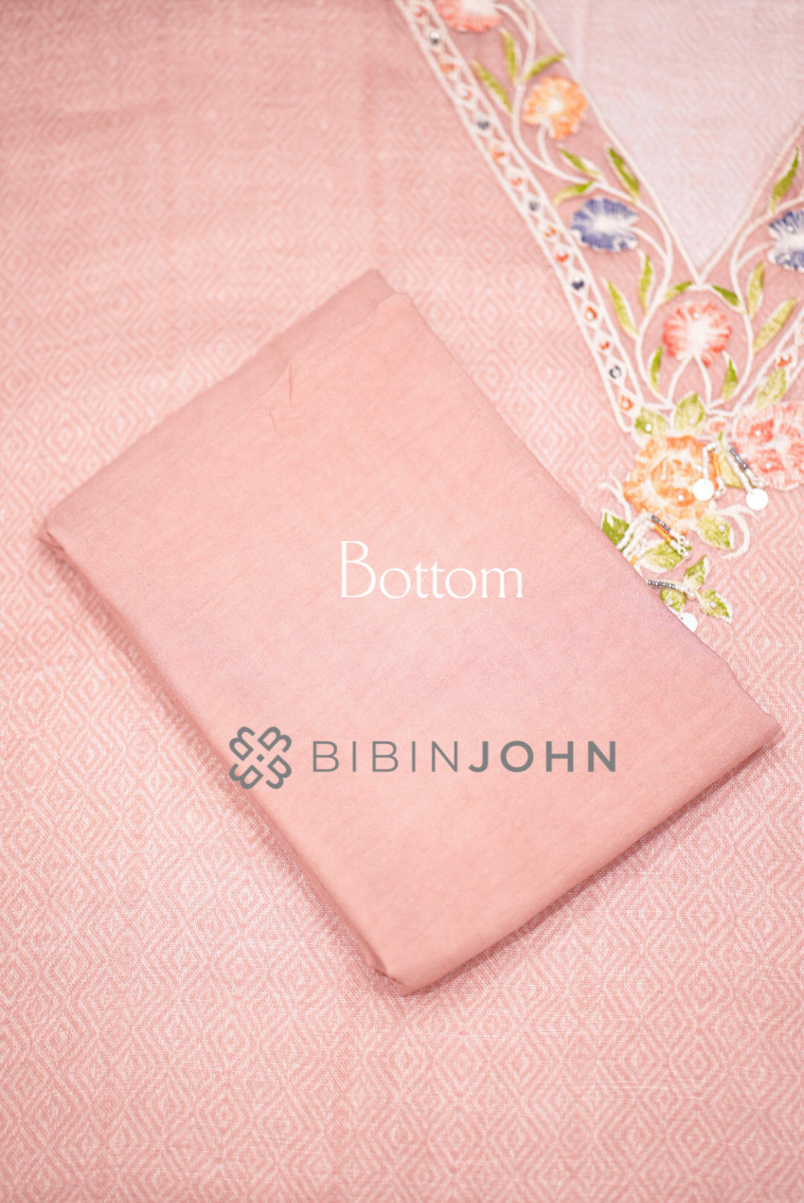 Linen Embroidery Semi Stitched Salwar Suit Material Peach Pink  BOTTOM