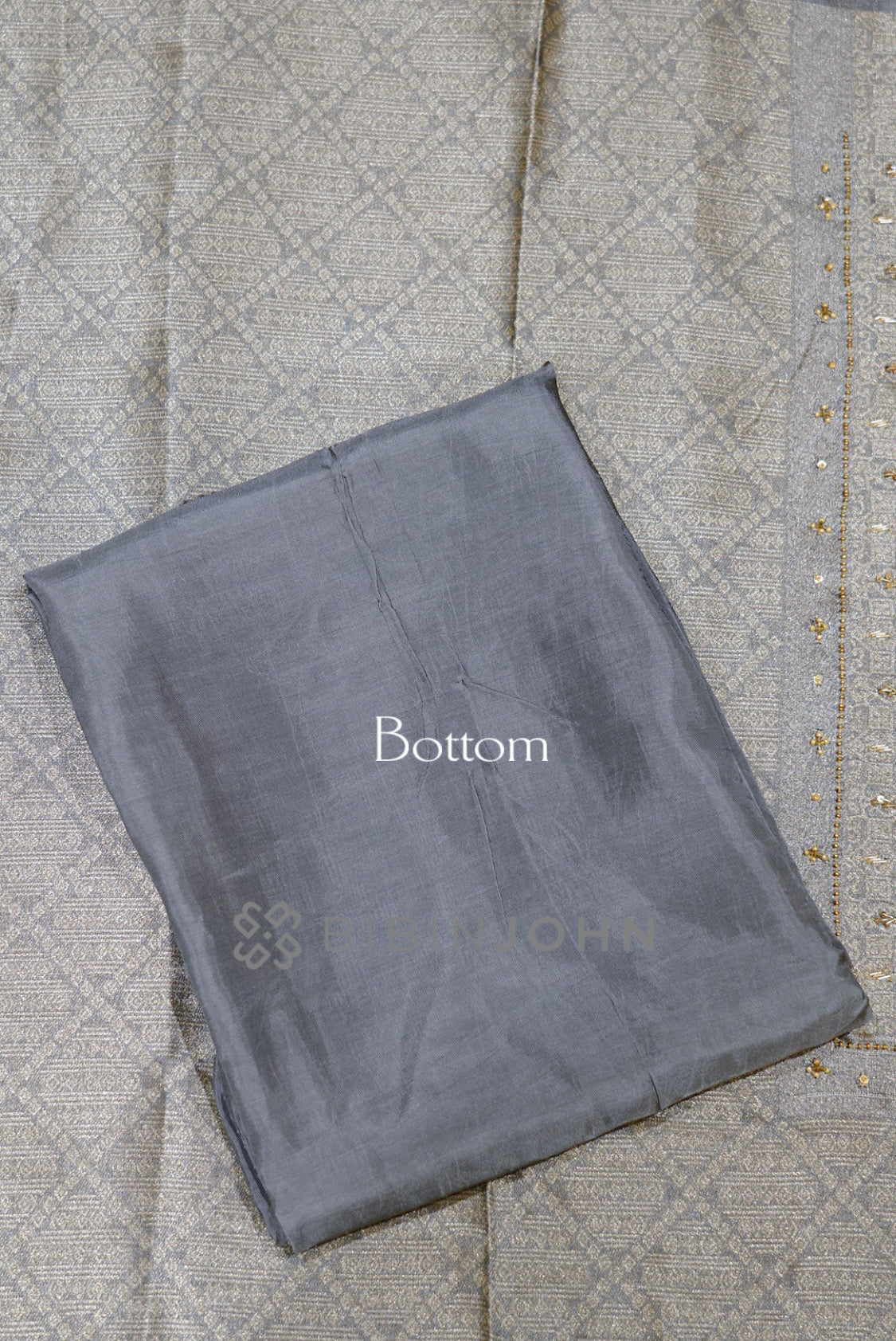 Tissue Embroidery Unstitched Salwar Suit Material Smoky Silver-Grey Bottom