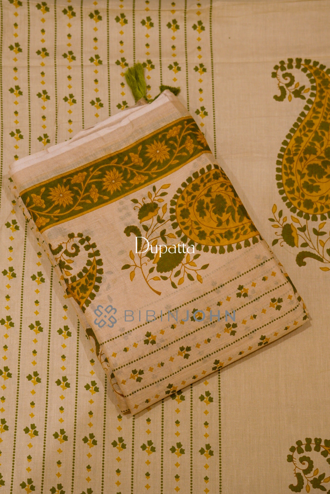 Cotton Unstitched Salwar Suit Material Ivory Cream  DUPATTA
