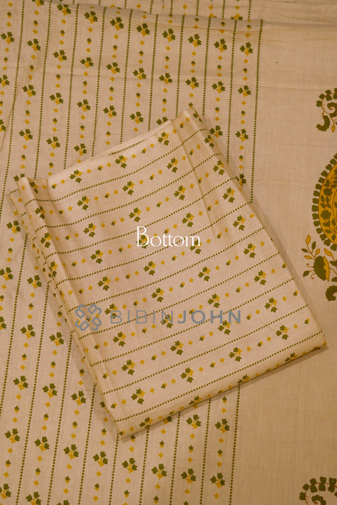 Cotton Unstitched Salwar Suit Material Ivory Cream  BOTTOM