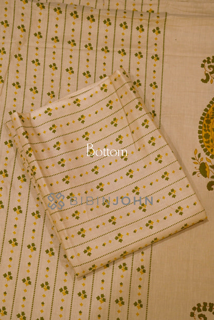 Cotton Unstitched Salwar Suit Material Ivory Cream  BOTTOM