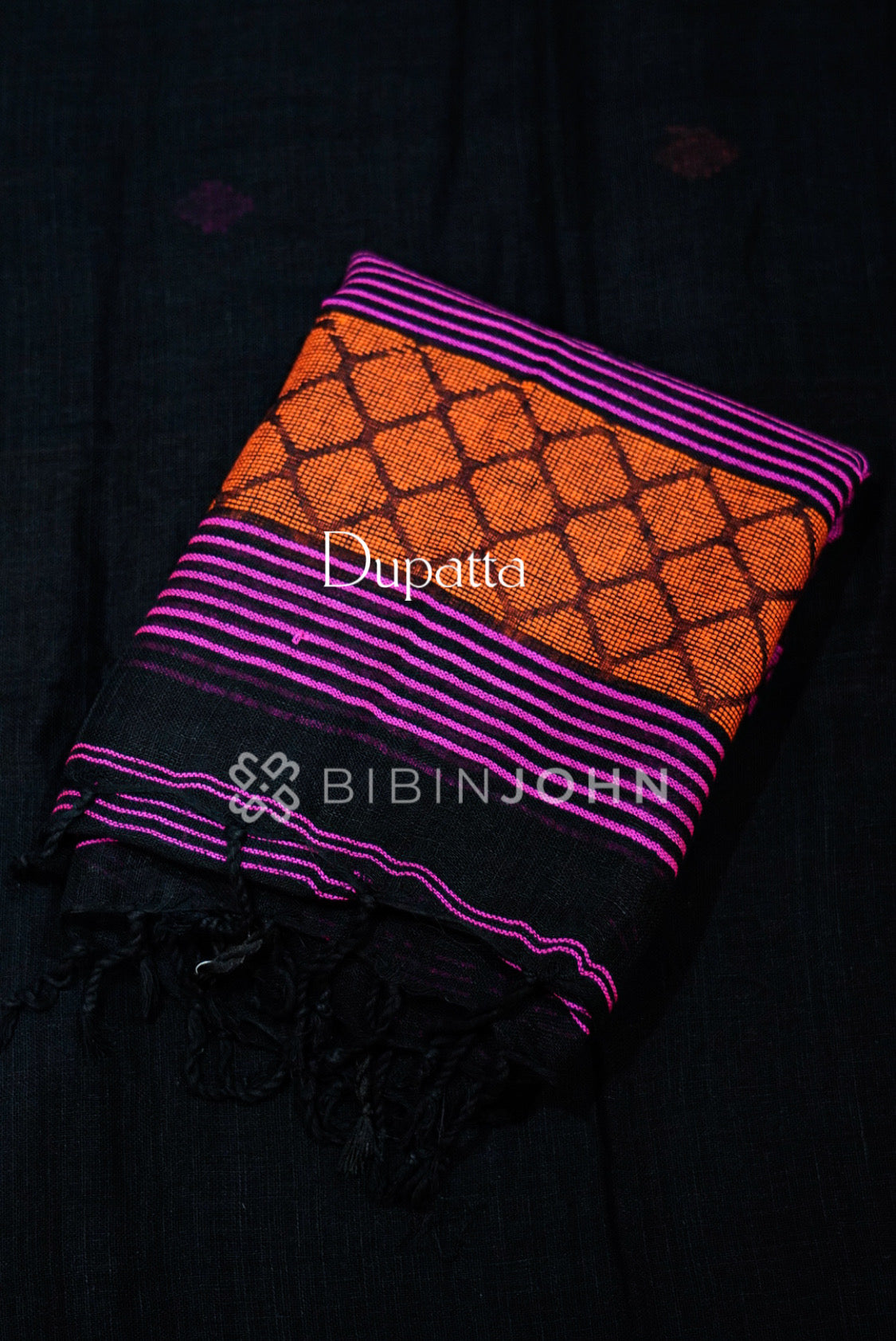 Linen Jamdani Unstitched Salwar Suit Material Black  DUPATTA