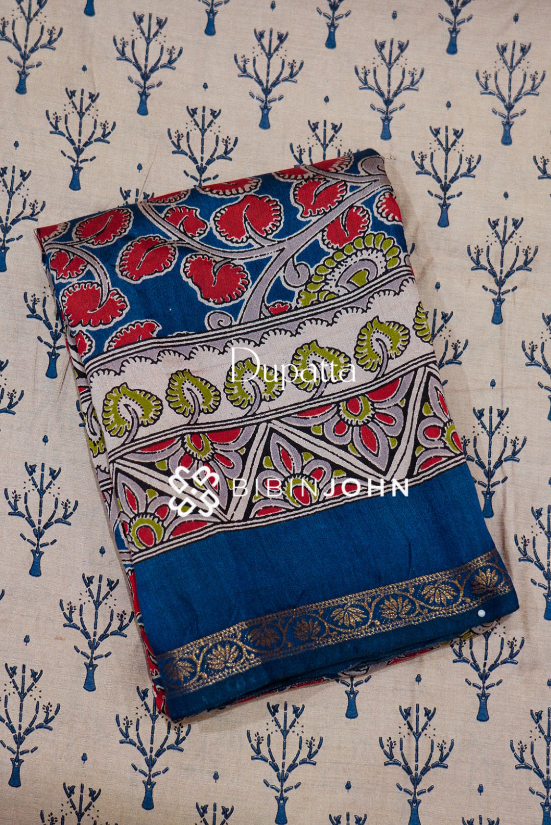 Printed Semi Silk Unstitched Salwar Suit Material Beige DUPATTA