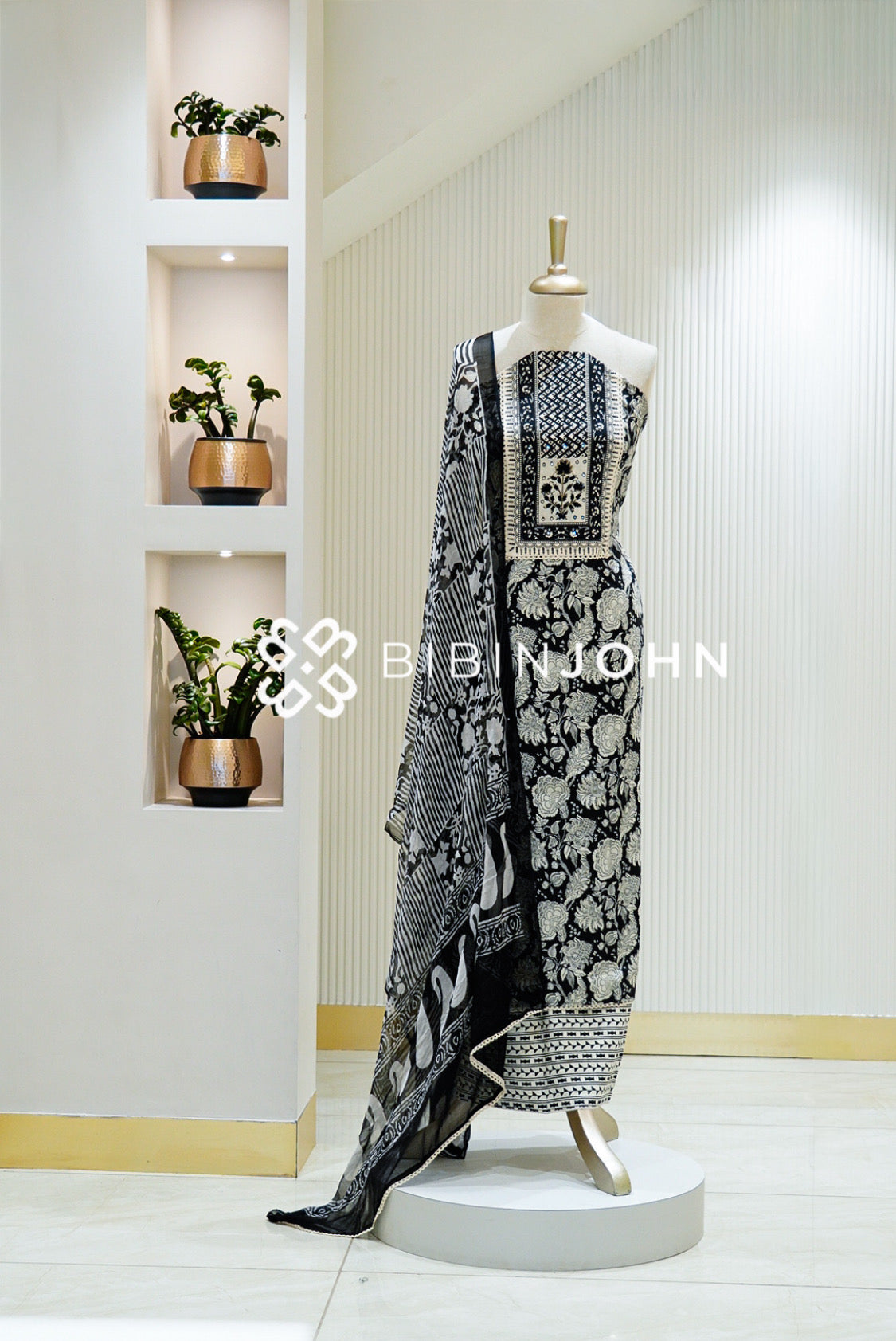 Cotton Embroidery Unstitched Salwar Suits Material Black