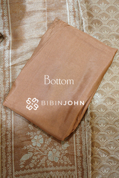 Tissue Banarasi Unstitched Salwar Suit Material Copper Brown BOTTOM
