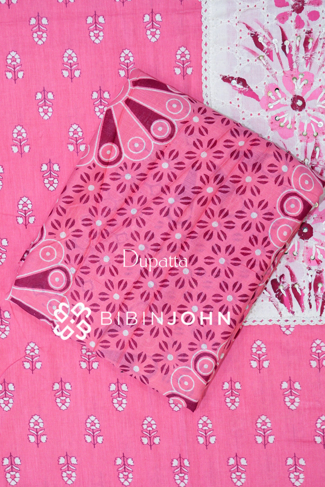 Cotton Unstitched Salwar Suit Material Pink BJ1523