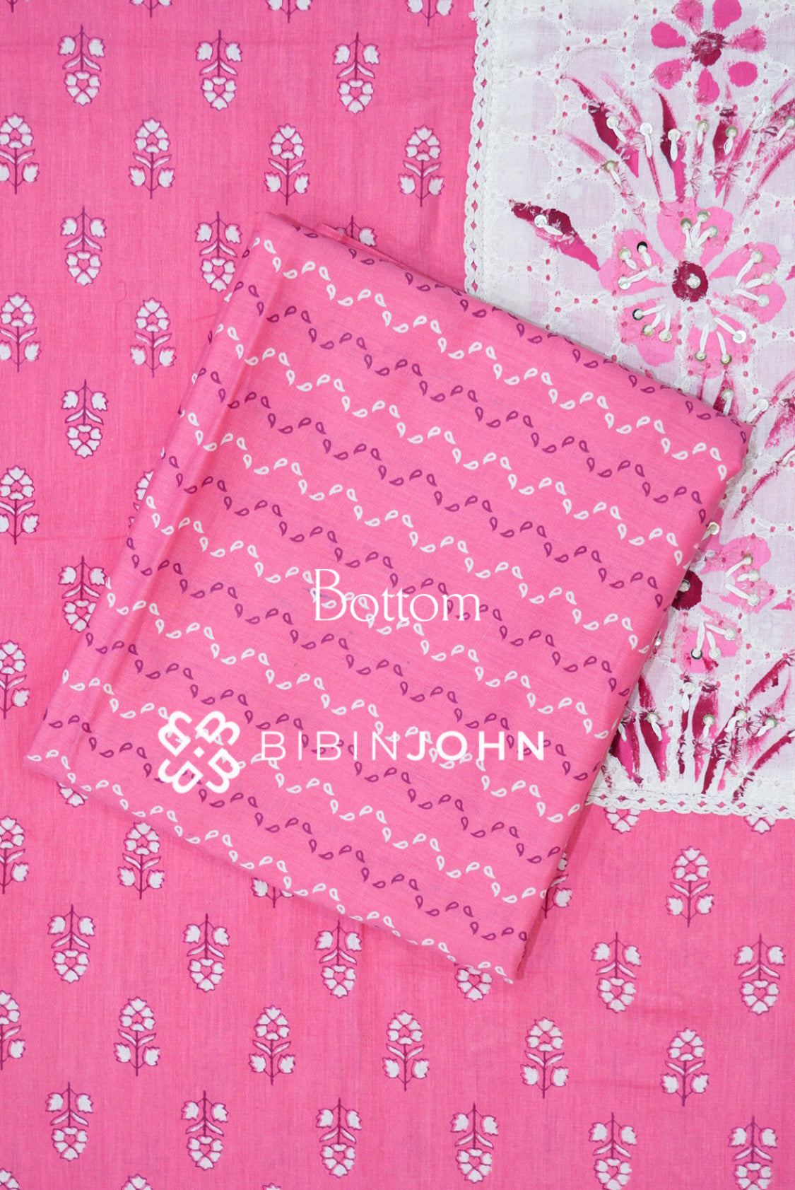 Cotton Unstitched Salwar Suit Material Pink BJ1523