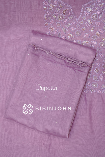 Chanderi Embroidery Unstitched Salwar Suit Material Mauve-Lilac BJ1208