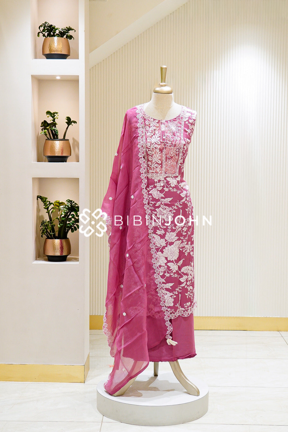 Semi Stitched Silk Salwar Suit Material Rose Pink 
