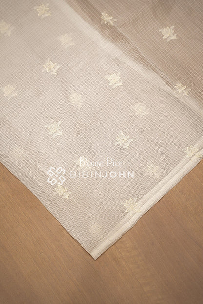 Cotta Embroidery Saree For Women Ivory Cream  BLOUSE PIECE