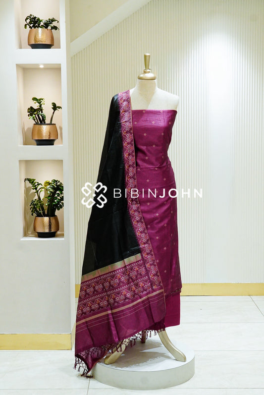 Silk Unstitched Salwar Suit Material Magenta BJ1344