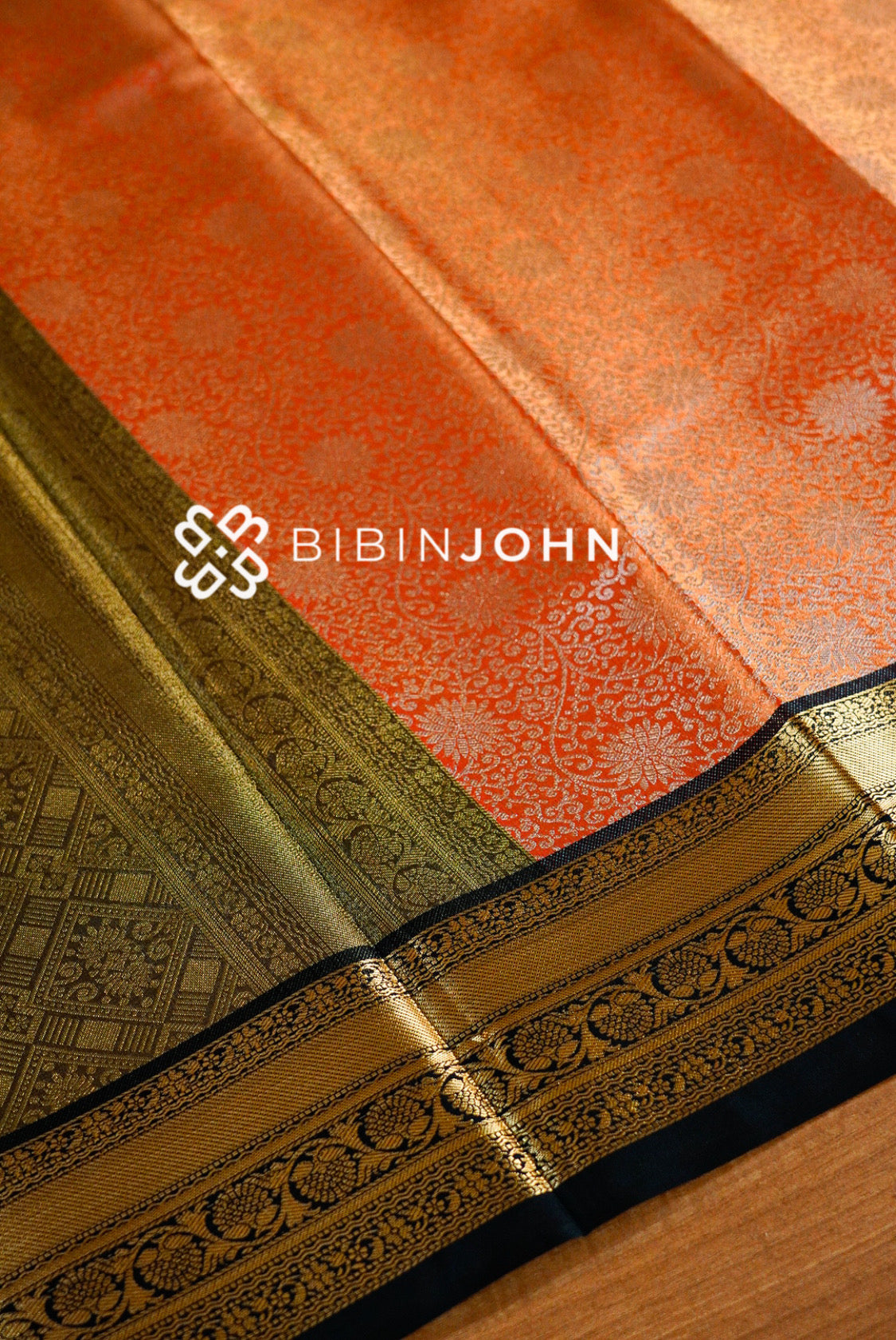 Semi Silk Saree For Women Coral Orange PALLU