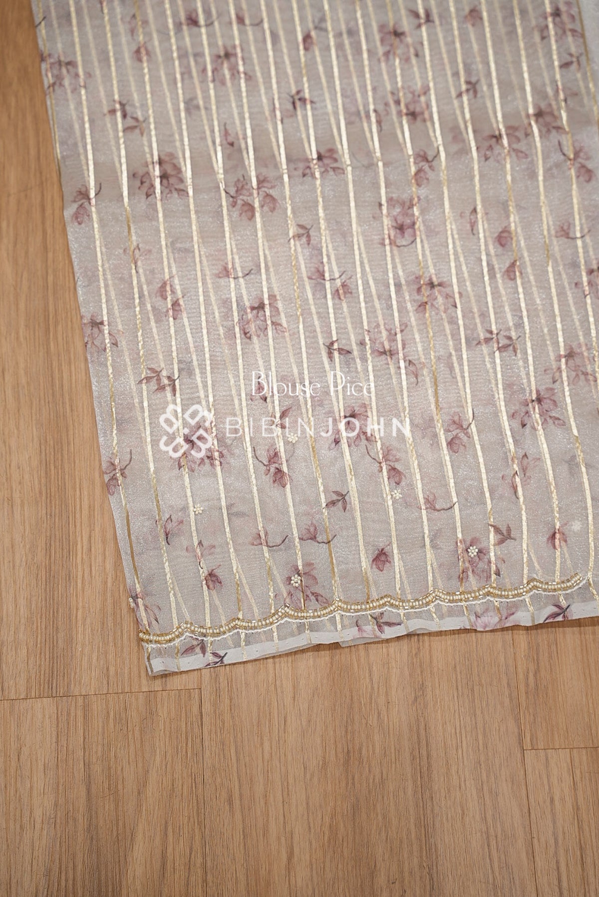 Tissue Organza Saree For Women Ivory Grey  BLOUSE PIECE