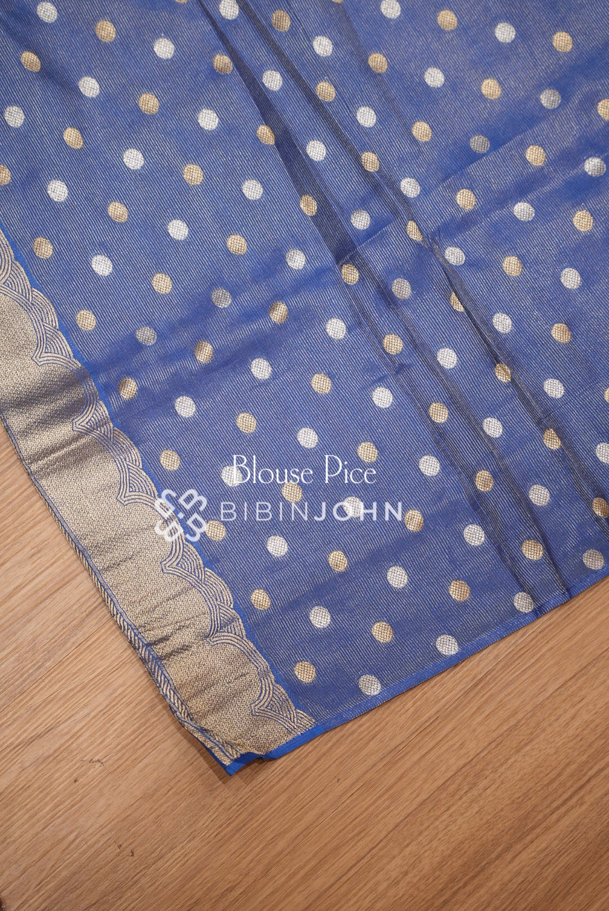 Silk Brocade Saree For Women Royal Blue BJ1433