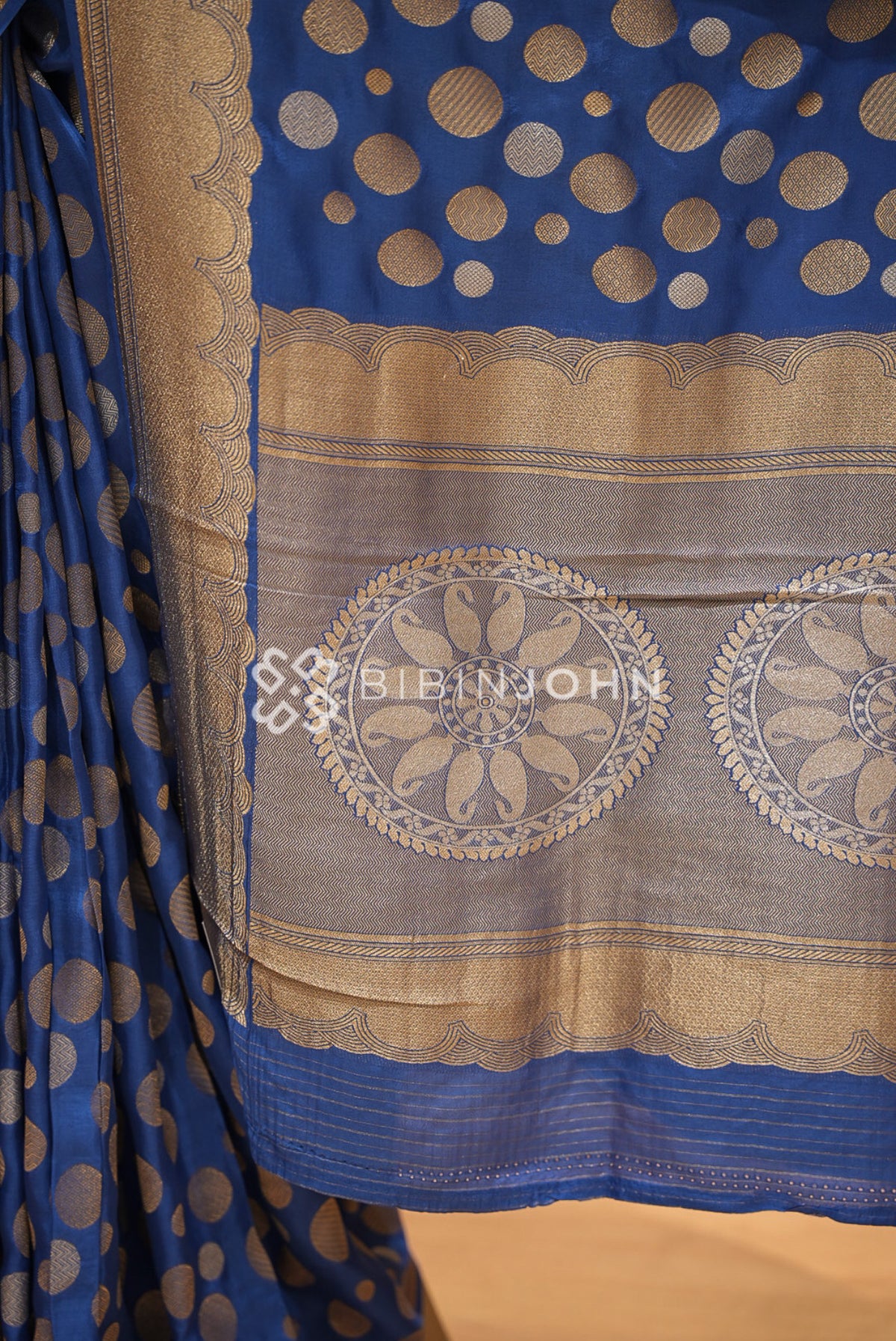 Silk Brocade Saree For Women Royal Blue BJ1433