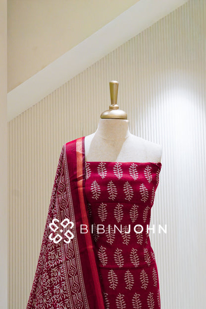 Art Maheswari Unstitched Salwar Suit Material Deep Wine BJ1519