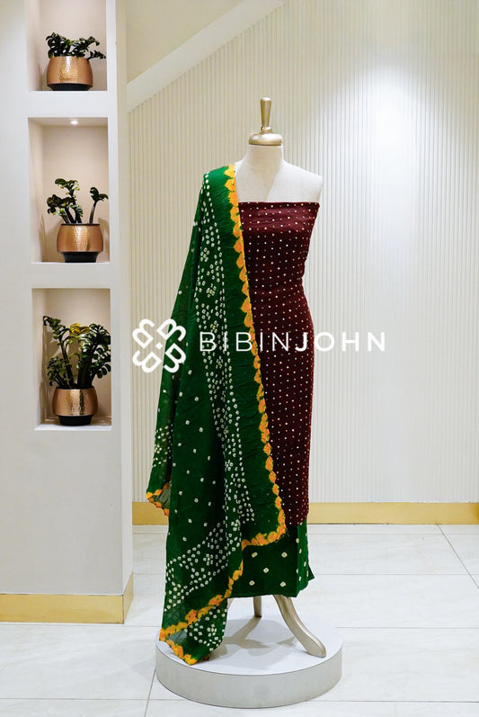 Cotton Embroidery Unstitched Salwar Suit Material Deep Maroon BJ1603