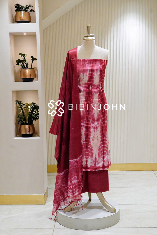 Semi Munga Unstitched Salwar Suit Material Deep Magenta Pink BJ1606
