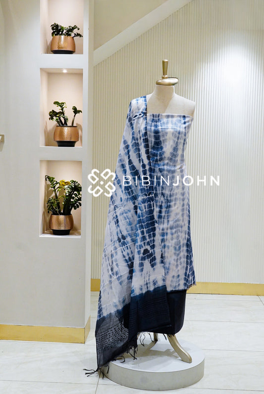 Semi Munga Unstitched Salwar Suit Material Indigo Blue BJ1607