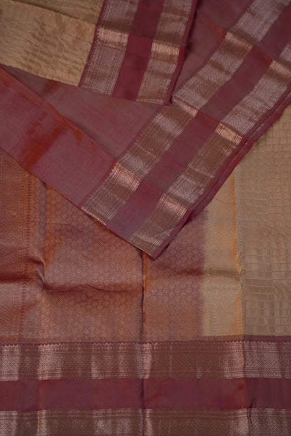 Silk Saree For Women Light Peach With Dusty Mauve BJ1618