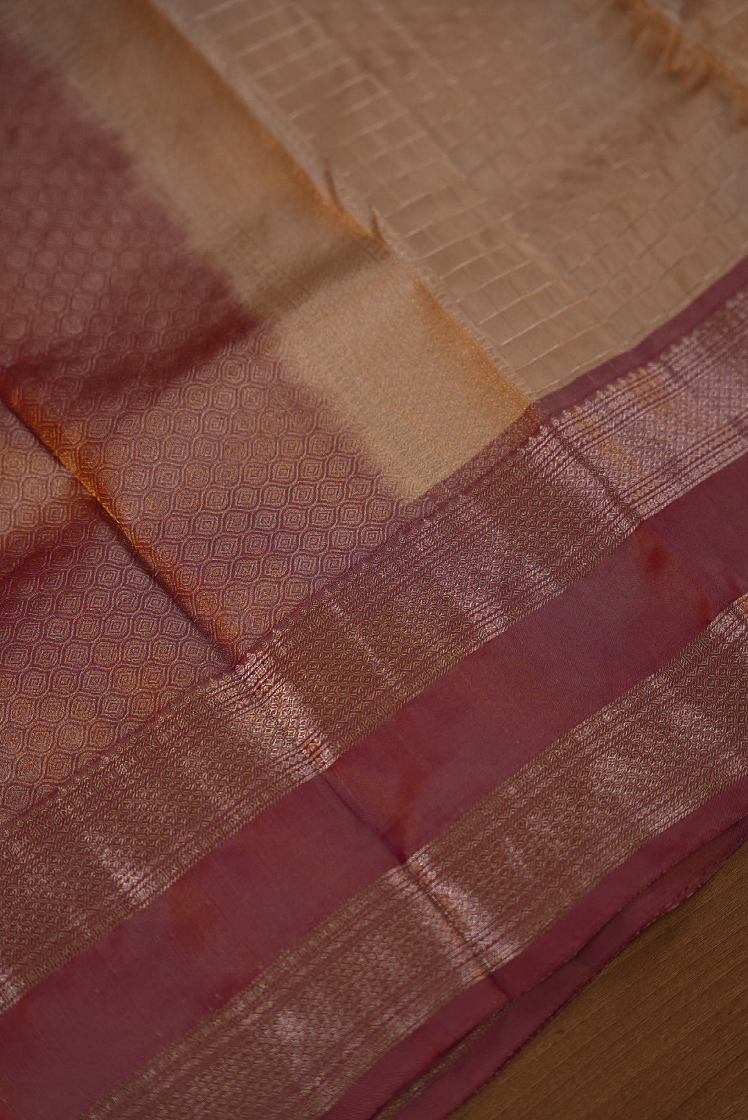 Silk Saree For Women Light Peach With Dusty Mauve BJ1618