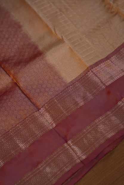 Silk Saree For Women Light Peach With Dusty Mauve BJ1618
