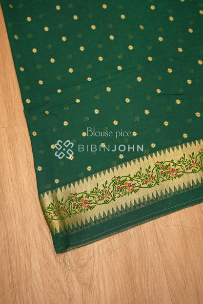 Georgette Brocade Saree For Women Bottle Green BJ1621