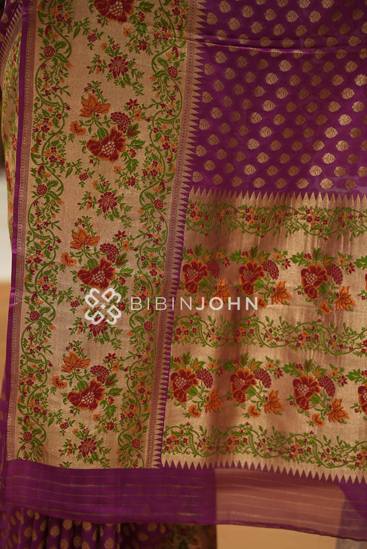 Georgette Brocade Saree For Women Magenta Purple BJ1626
