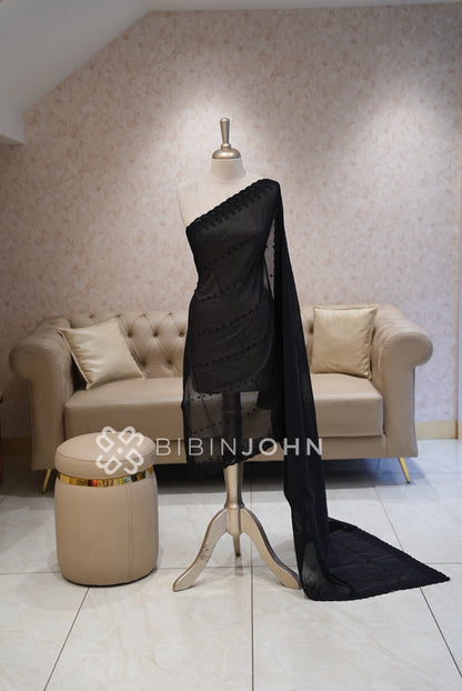 Cotton Embroidery Dupatta For Women Black BJ1752
