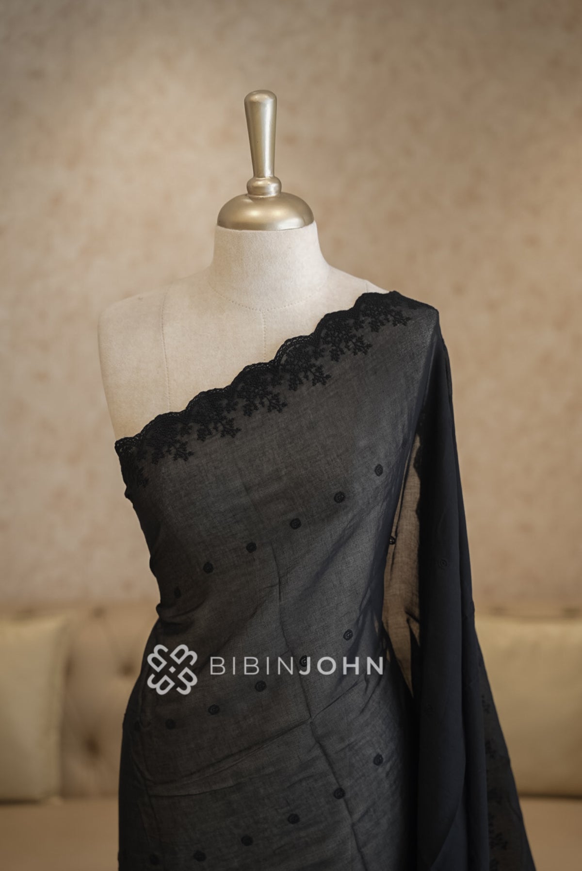 Cotton Embroidery Dupatta For Women Black BJ1778