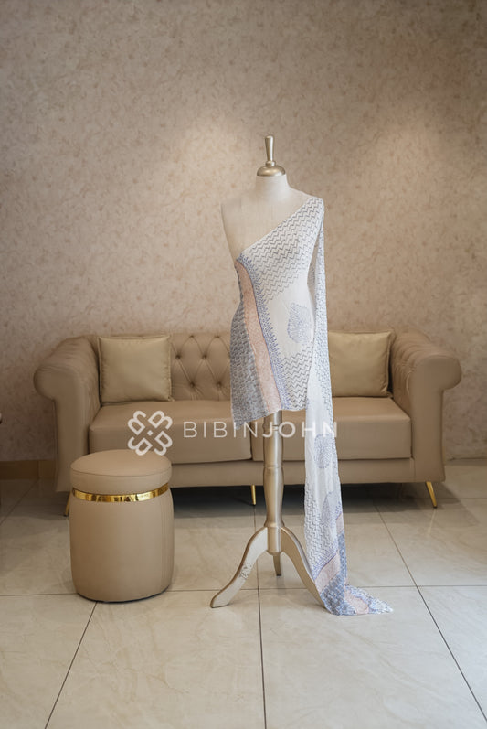 Printed Chiffon Dupatta For Women White BJ1781